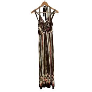 Avenue Womens Dress 18/20 Brown Maxi Halter Strappy Boho Gypsy Hippie indie Y2K